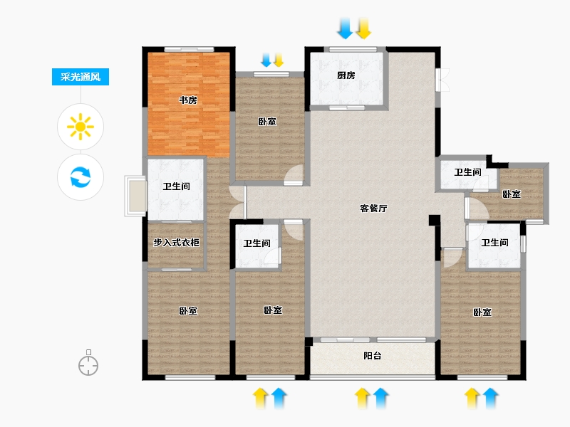 浙江省-金华市-秦王公馆-241.44-户型库-采光通风