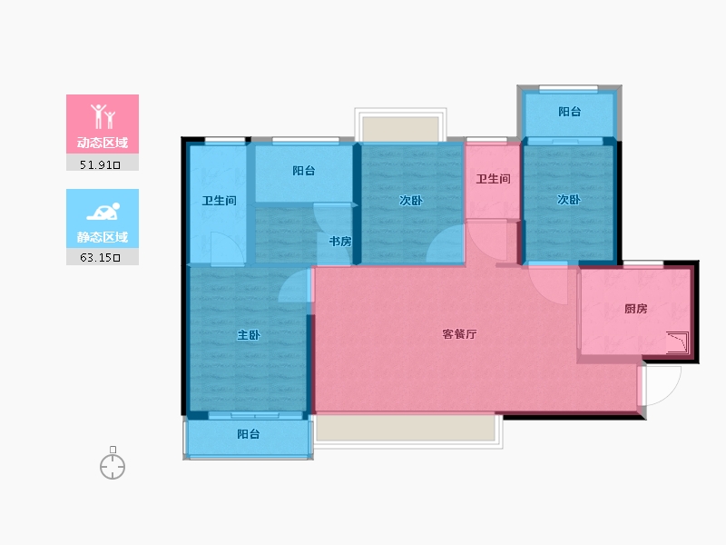 福建省-厦门市-特房芙蓉书院-103.89-户型库-动静分区