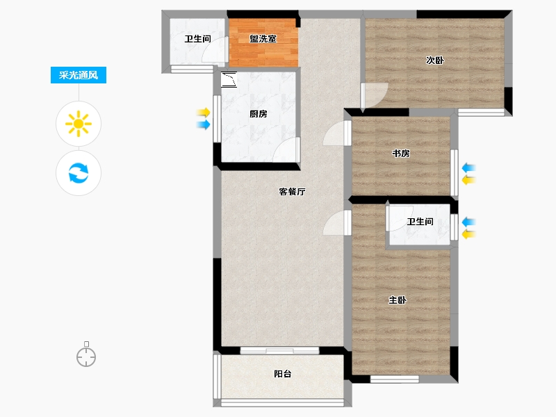 河南省-南阳市-金川西湖美景-82.57-户型库-采光通风