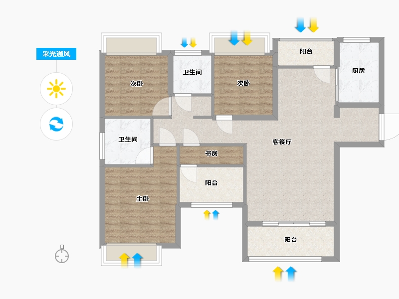 福建省-厦门市-马銮湾1号-102.00-户型库-采光通风