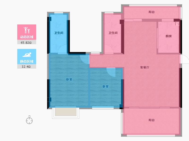 湖北省-荆州市-利达学府壹号-88.21-户型库-动静分区