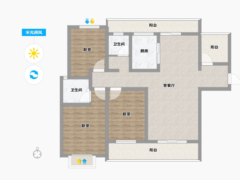 河南省-许昌市-怡通蓝堡佳苑-109.76-户型库-采光通风