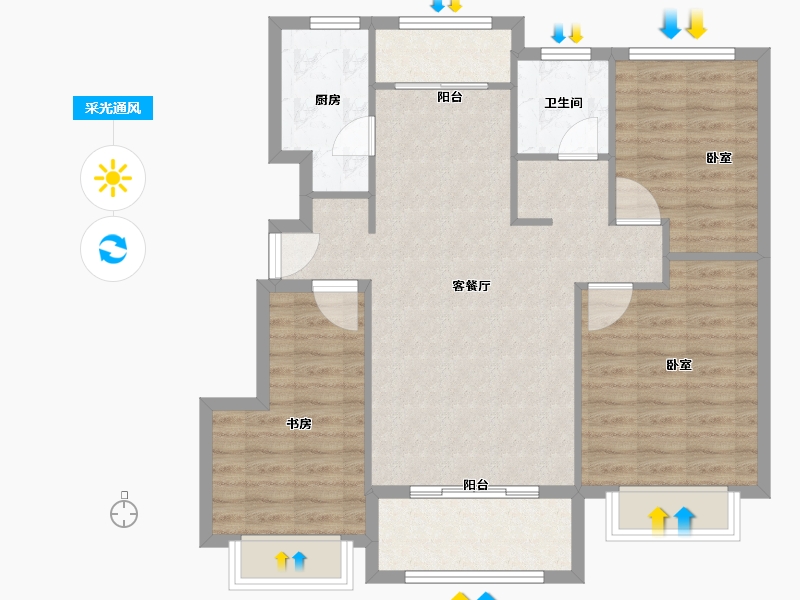 山东省-枣庄市-城建·中石玺悦城-89.93-户型库-采光通风