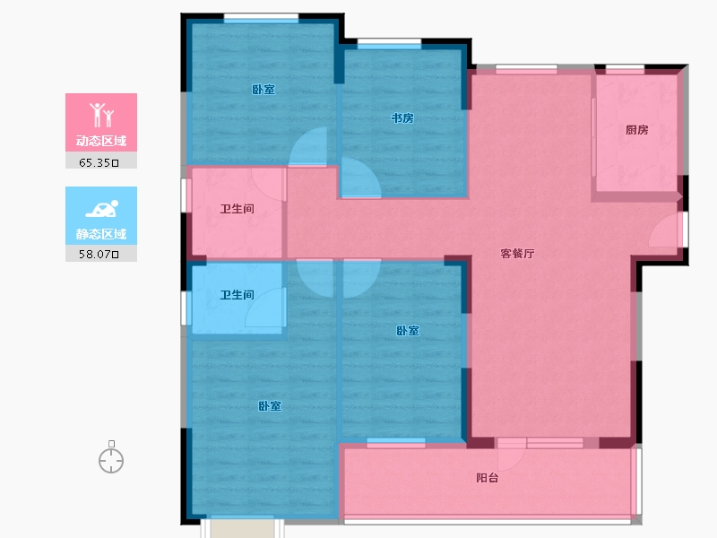 湖北省-咸宁市-香城学府-111.38-户型库-动静分区