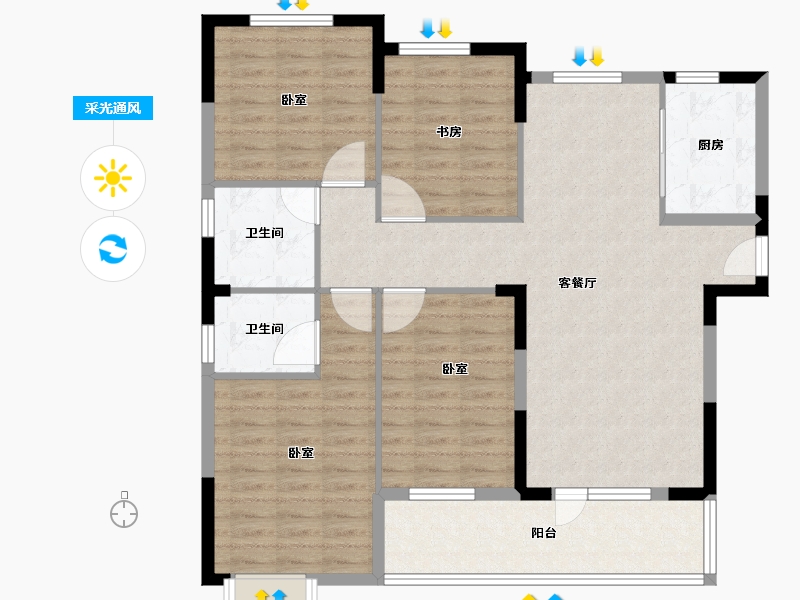 湖北省-咸宁市-香城学府-111.38-户型库-采光通风