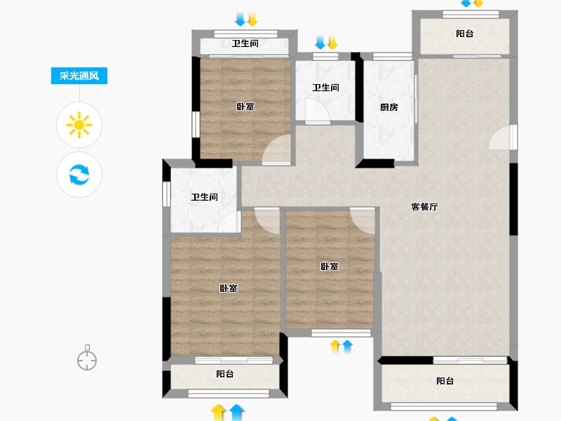 湖北省-孝感市-海川梧桐郡-99.91-户型库-采光通风