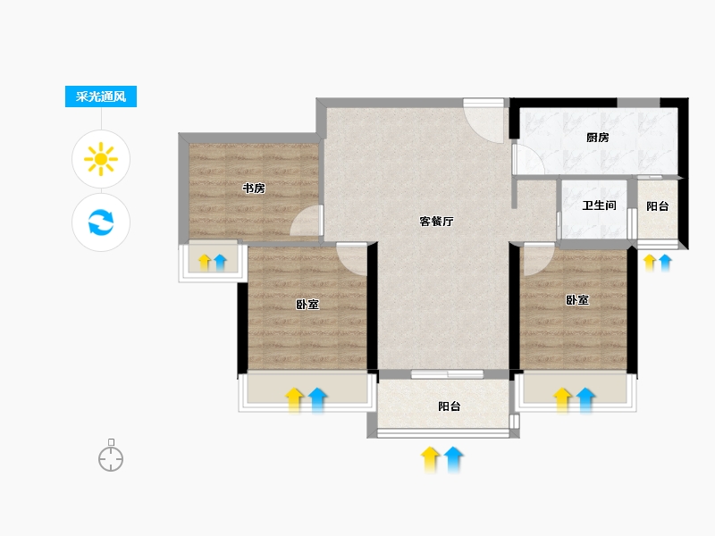 湖北省-黄冈市-浠水碧桂园江湾城-71.87-户型库-采光通风