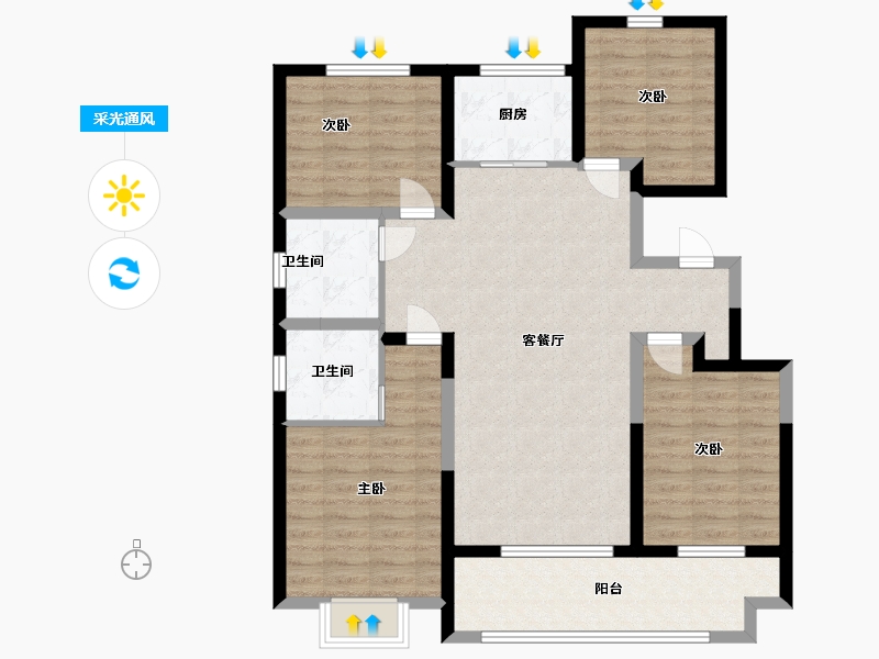 山东省-临沂市-海联·江山里-103.60-户型库-采光通风