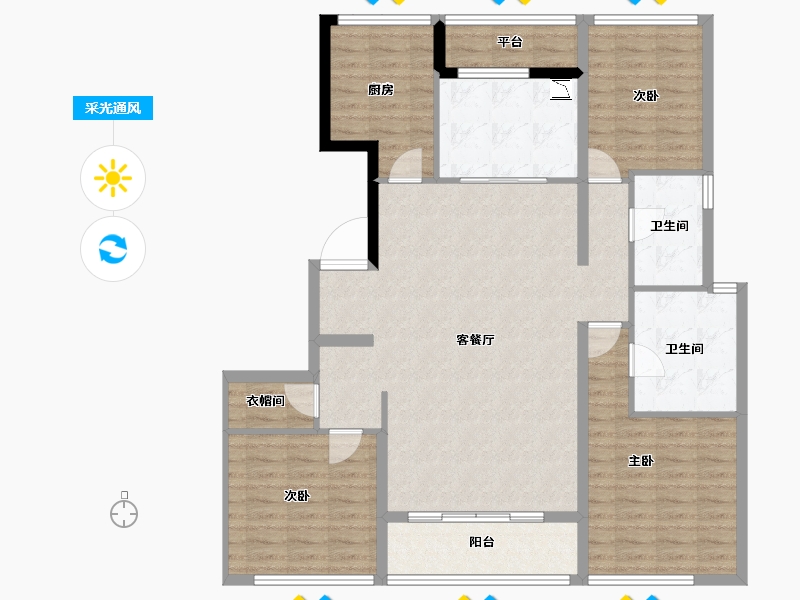 山东省-青岛市-绿城汀岚-119.90-户型库-采光通风