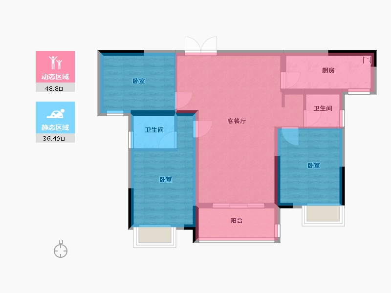 湖北省-武汉市-泊樾府-75.80-户型库-动静分区