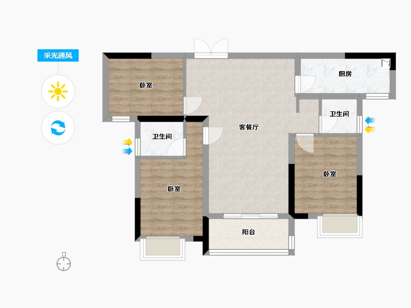 湖北省-武汉市-泊樾府-75.80-户型库-采光通风