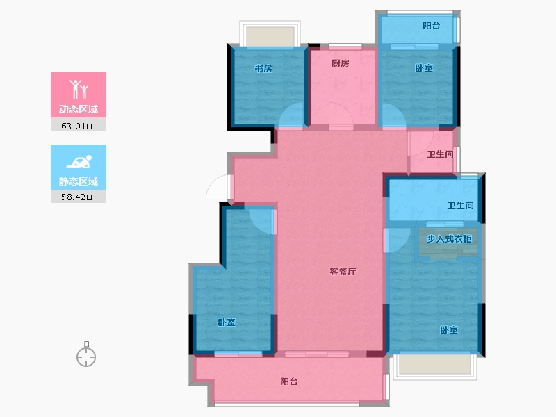 湖北省-荆州市-曲池东院-108.00-户型库-动静分区