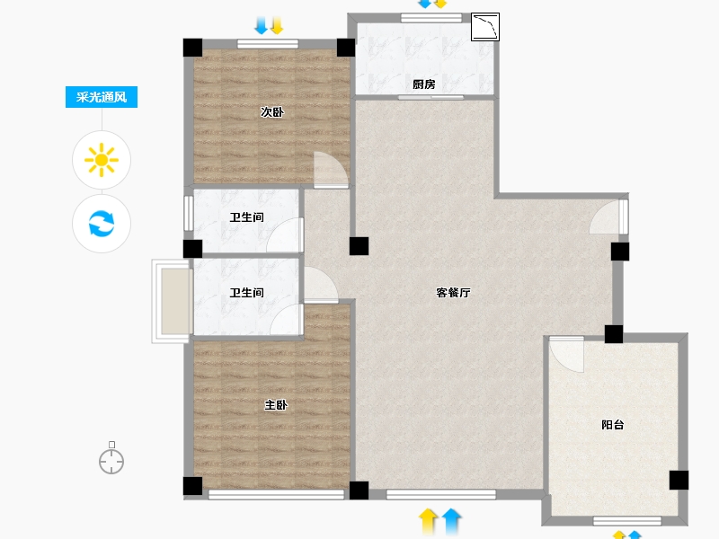 山东省-临沂市-嘉益香槟城-121.00-户型库-采光通风