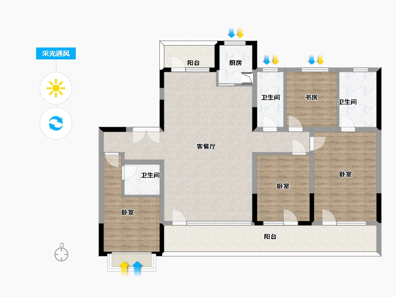 山东省-济南市-中海玖嶺南山-139.77-户型库-采光通风