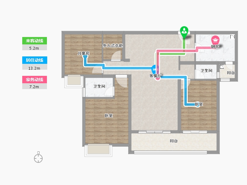 湖北省-荆州市-雅居乐锦城-106.95-户型库-动静线