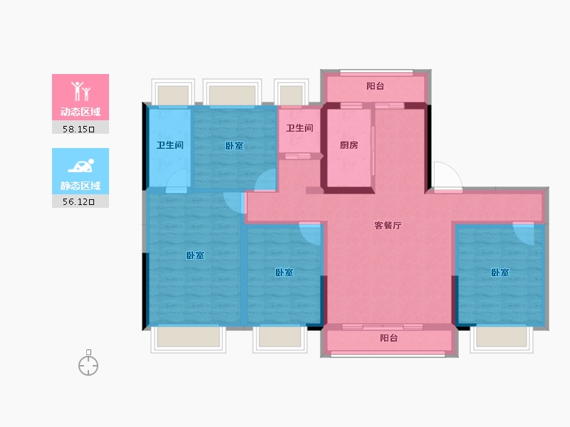 湖北省-荆州市-石首碧桂园·交投御府-101.18-户型库-动静分区