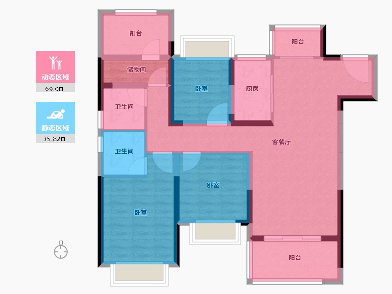 湖北省-孝感市-金科·集美府-92.61-户型库-动静分区