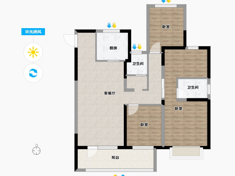 山东省-德州市-弘明·澜湖郡-108.00-户型库-采光通风