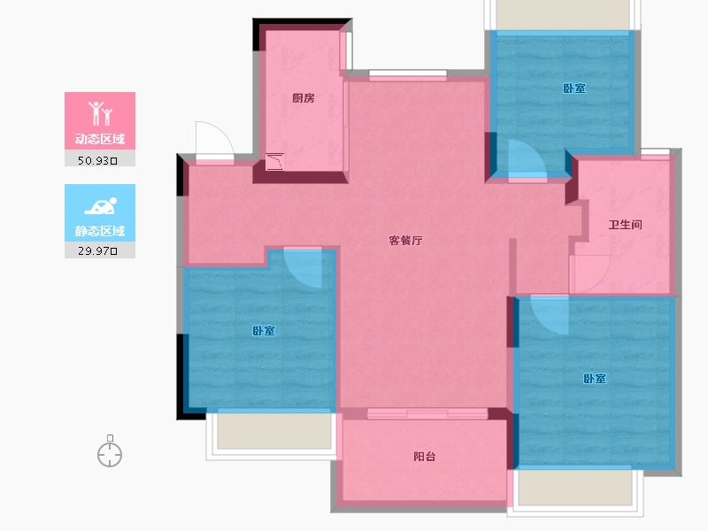 湖北省-武汉市-华发越秀悦府-72.00-户型库-动静分区