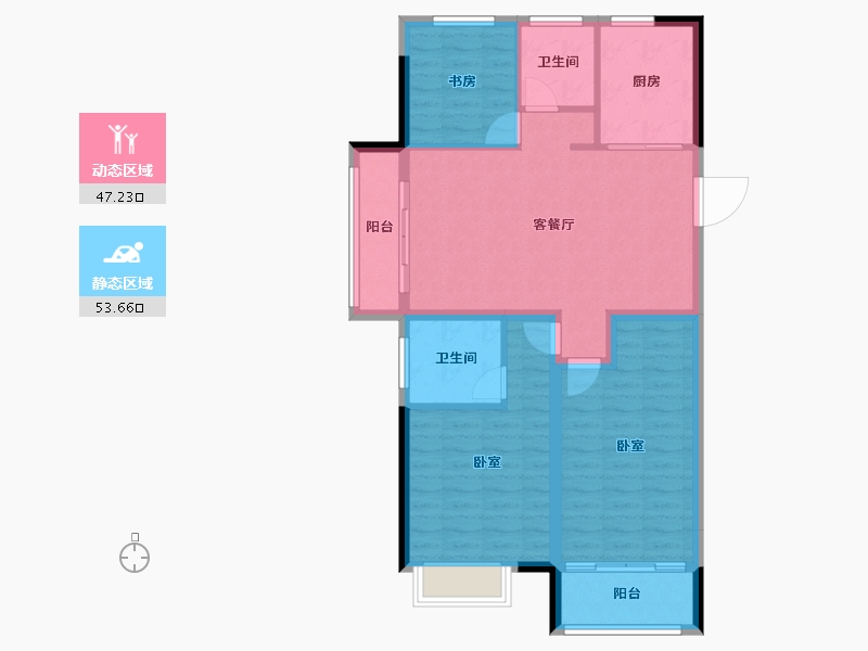 湖北省-荆州市-望江国际-90.98-户型库-动静分区