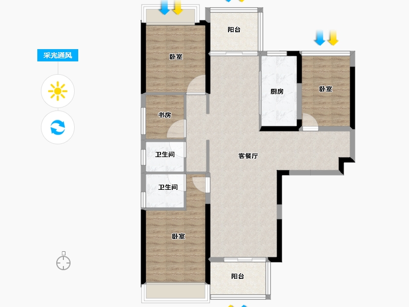 湖北省-黄冈市-邻江公馆-110.28-户型库-采光通风