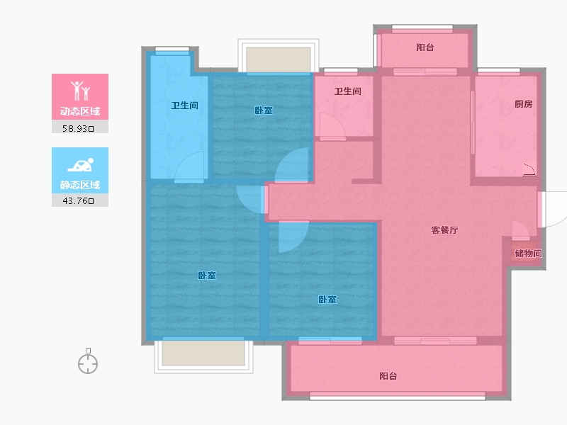 湖北省-荆州市-阳光城文澜公馆-92.00-户型库-动静分区