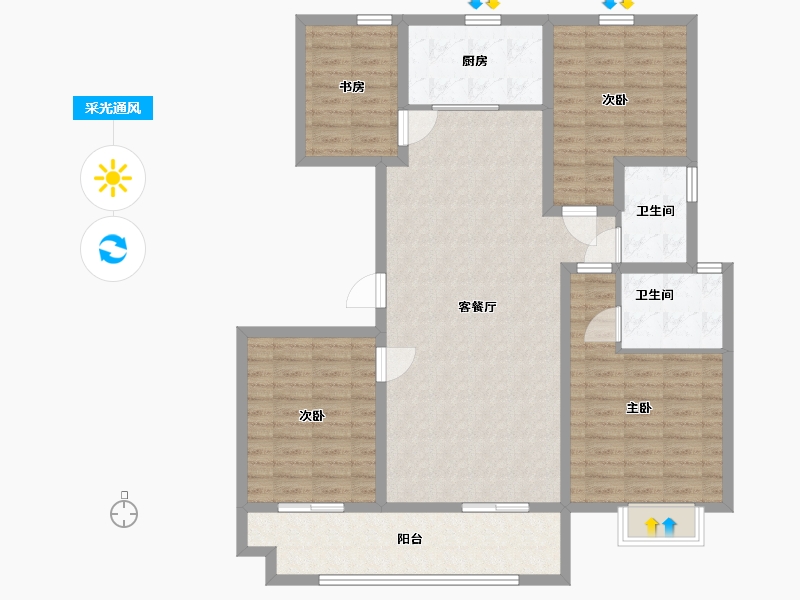 山东省-临沂市-裕隆文博苑-120.00-户型库-采光通风