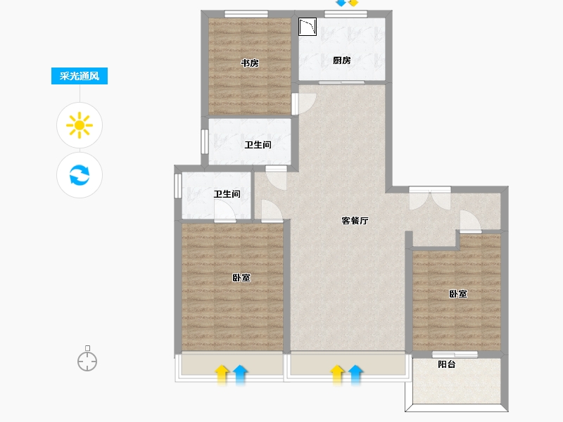 山东省-济南市-万和府-104.61-户型库-采光通风