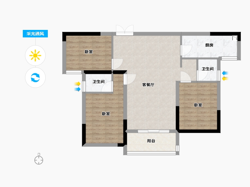 湖北省-武汉市-泊樾府-76.19-户型库-采光通风