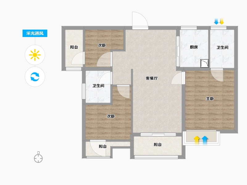 福建省-厦门市-马銮湾1号-82.52-户型库-采光通风