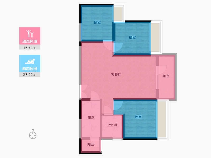 湖北省-武汉市-北大资源莲湖锦城-65.39-户型库-动静分区