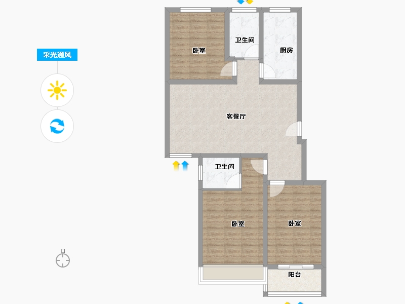 河南省-南阳市-金和苑-93.89-户型库-采光通风