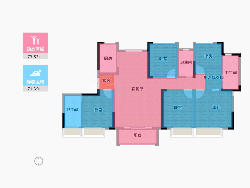 浙江省-金华市-中天公元诚品-132.00-户型库-动静分区