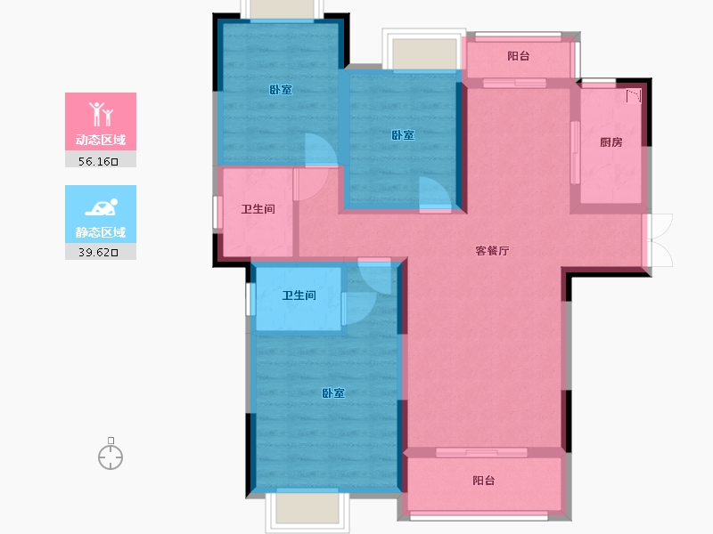 湖北省-武汉市-泊樾府-84.54-户型库-动静分区