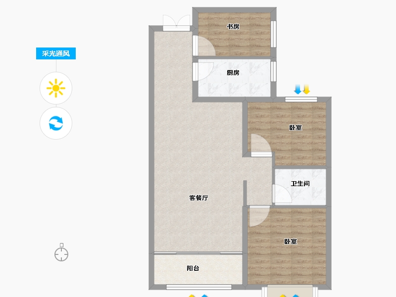 山东省-菏泽市-中达诚府-85.00-户型库-采光通风