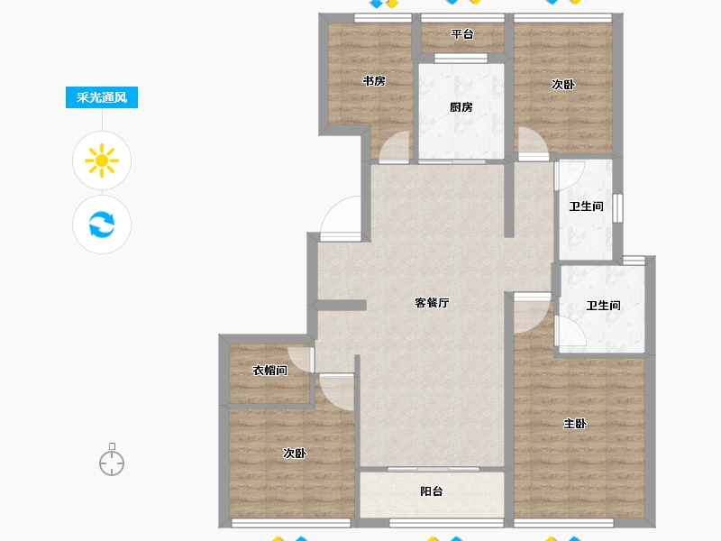 山东省-青岛市-绿城汀岚-101.42-户型库-采光通风