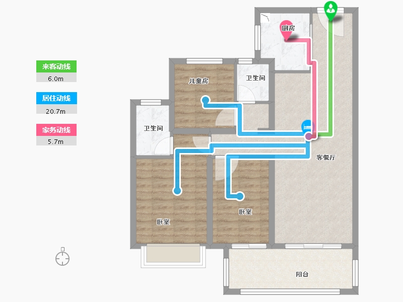 湖北省-荆州市-雅居乐锦城-88.00-户型库-动静线