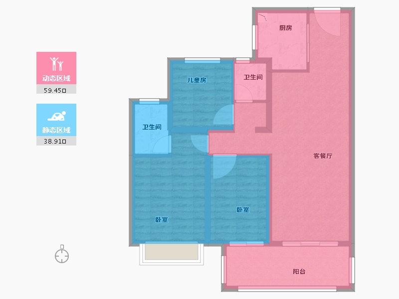 湖北省-荆州市-雅居乐锦城-88.00-户型库-动静分区