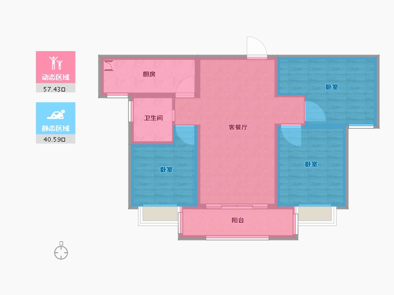 河南省-南阳市-宏江翡翠里-87.29-户型库-动静分区