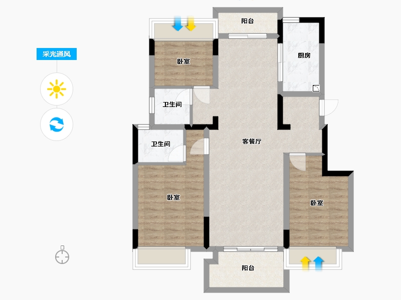 湖北省-武汉市-华发越秀悦府-92.00-户型库-采光通风