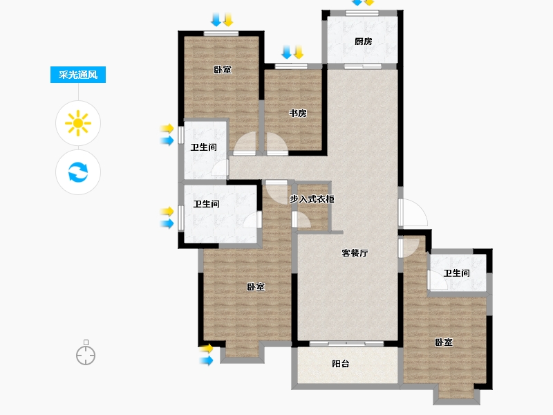 山东省-菏泽市-菏泽万达广场-156.00-户型库-采光通风