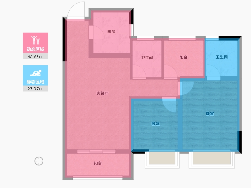 湖北省-荆州市-望江国际-67.06-户型库-动静分区