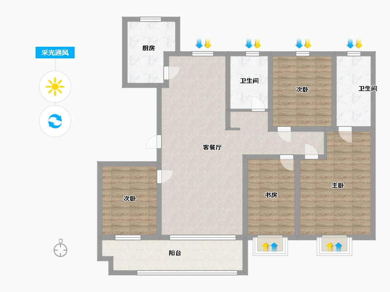 山东省-临沂市-裕隆文博苑-127.99-户型库-采光通风