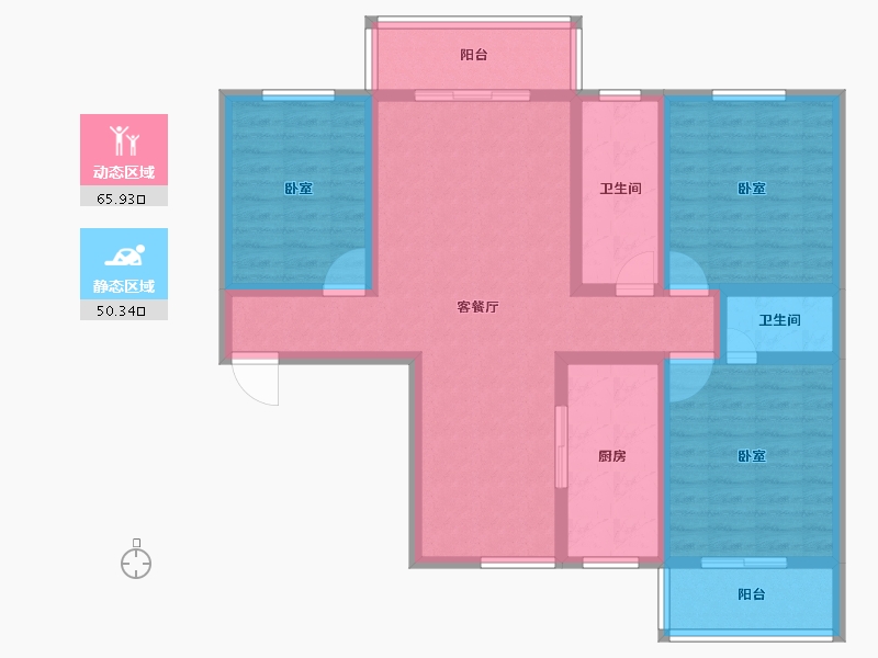 湖北省-孝感市-金北华城熙苑-102.86-户型库-动静分区