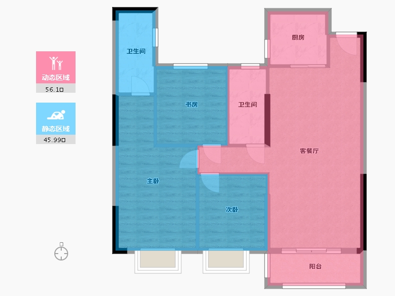 湖北省-黄冈市-中港福地城-92.64-户型库-动静分区