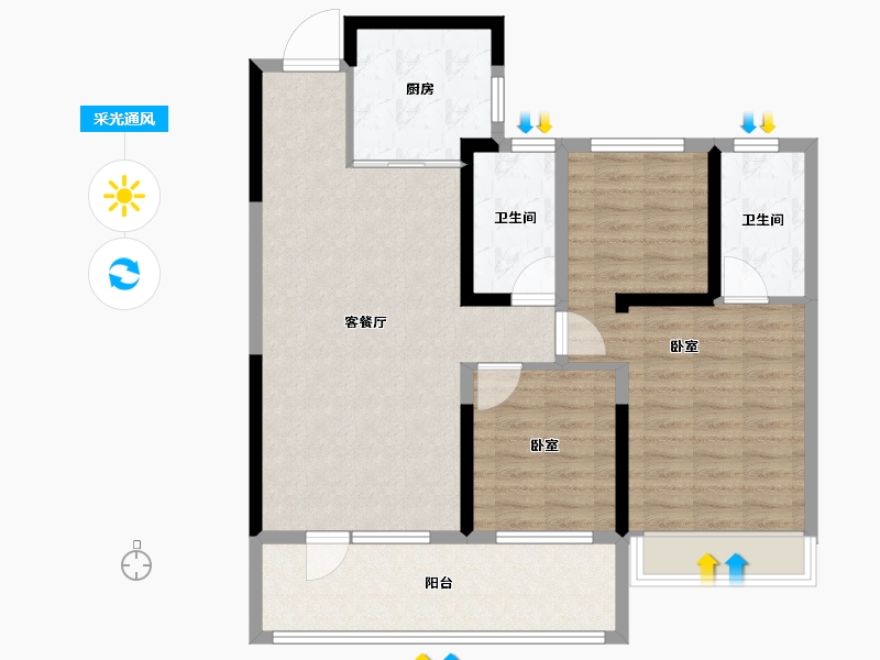 山东省-德州市-弘明·澜湖郡-96.00-户型库-采光通风