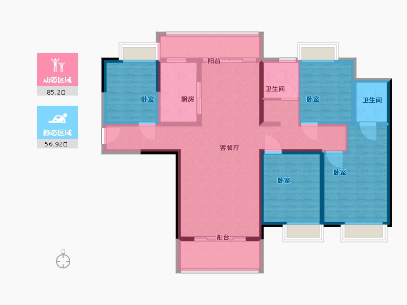 河南省-南阳市-仲景·康城壹品-127.01-户型库-动静分区