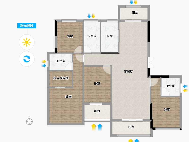 湖北省-黄冈市-升华翡翠一品-142.00-户型库-采光通风