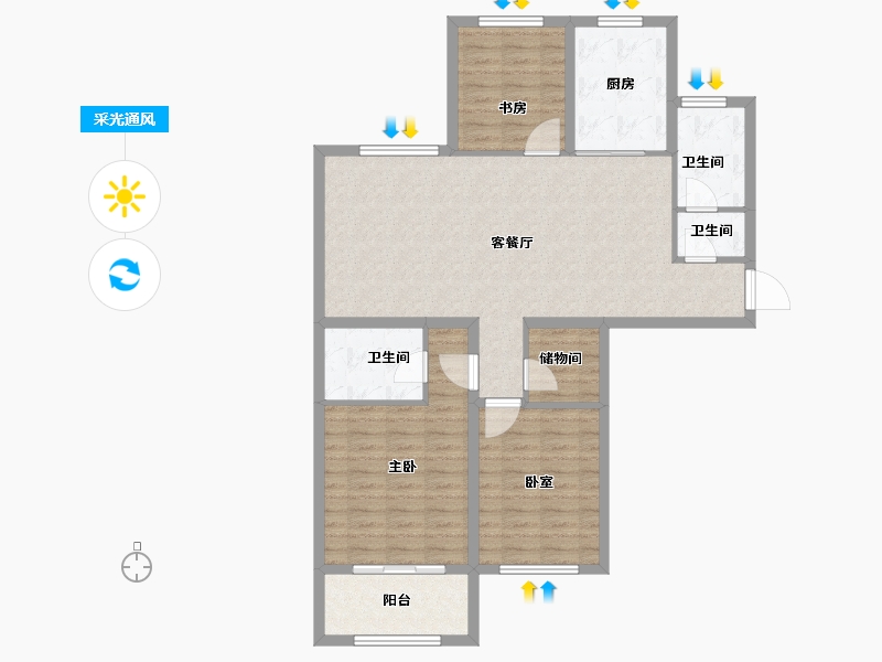 山东省-枣庄市-城建·中石玺悦城-104.00-户型库-采光通风