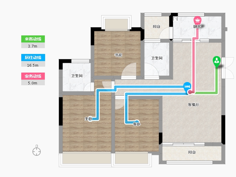 河南省-信阳市-信阳美好生活家园-90.64-户型库-动静线